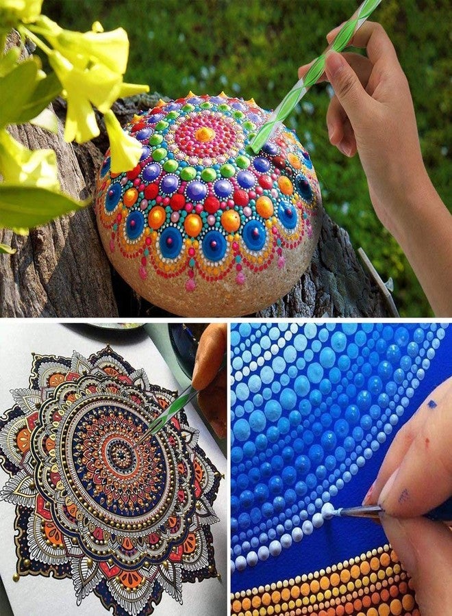 Definite Mandala Art Set (4 Neon Acrylic Colors with 5 Dotting Tools & 8 Mandala Sticks)(Neon Yellow, Neon Orange, Neon Pink, Neon Green) - Image 2